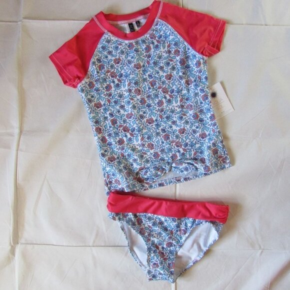 Aqua et Sol Youth Girl's 2 Piece Rashguard Swimsuit UPF 50+ - Picture 3 of 3